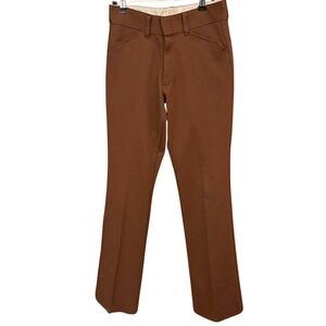 70's Sears Put On Shop Trousers Retro Disco Dark Academia Brown Pants 28x33